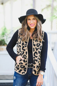 Layla Leopard Shearling Vest