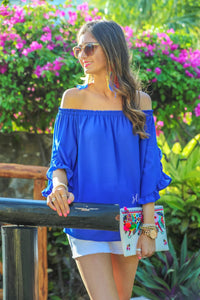 Maui Off the Shoulder Top in Blue