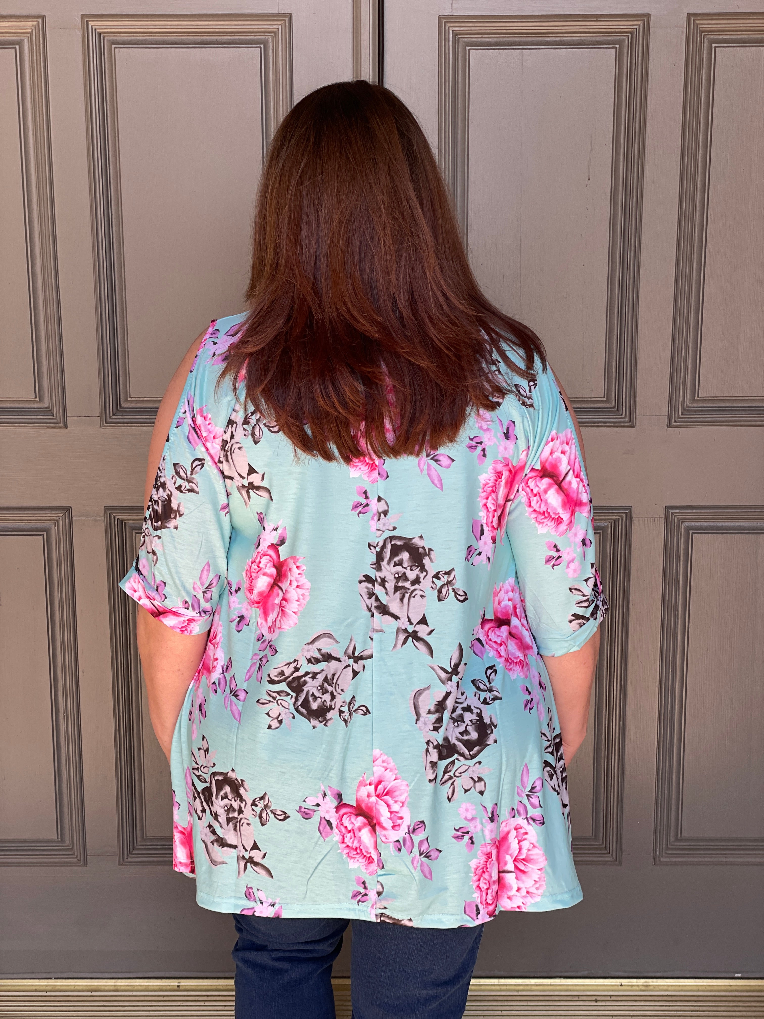 Floral Delight Cold Shoulder Top