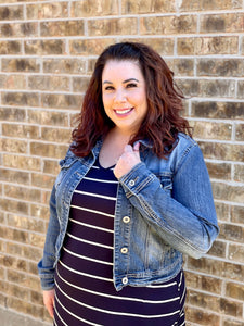 Abby Striped Dress in Navy