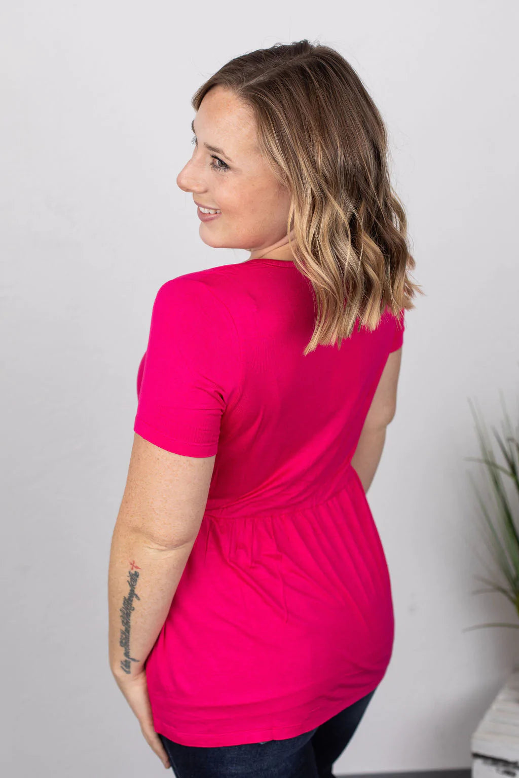 Sarah Ruffle Top - Hot Pink