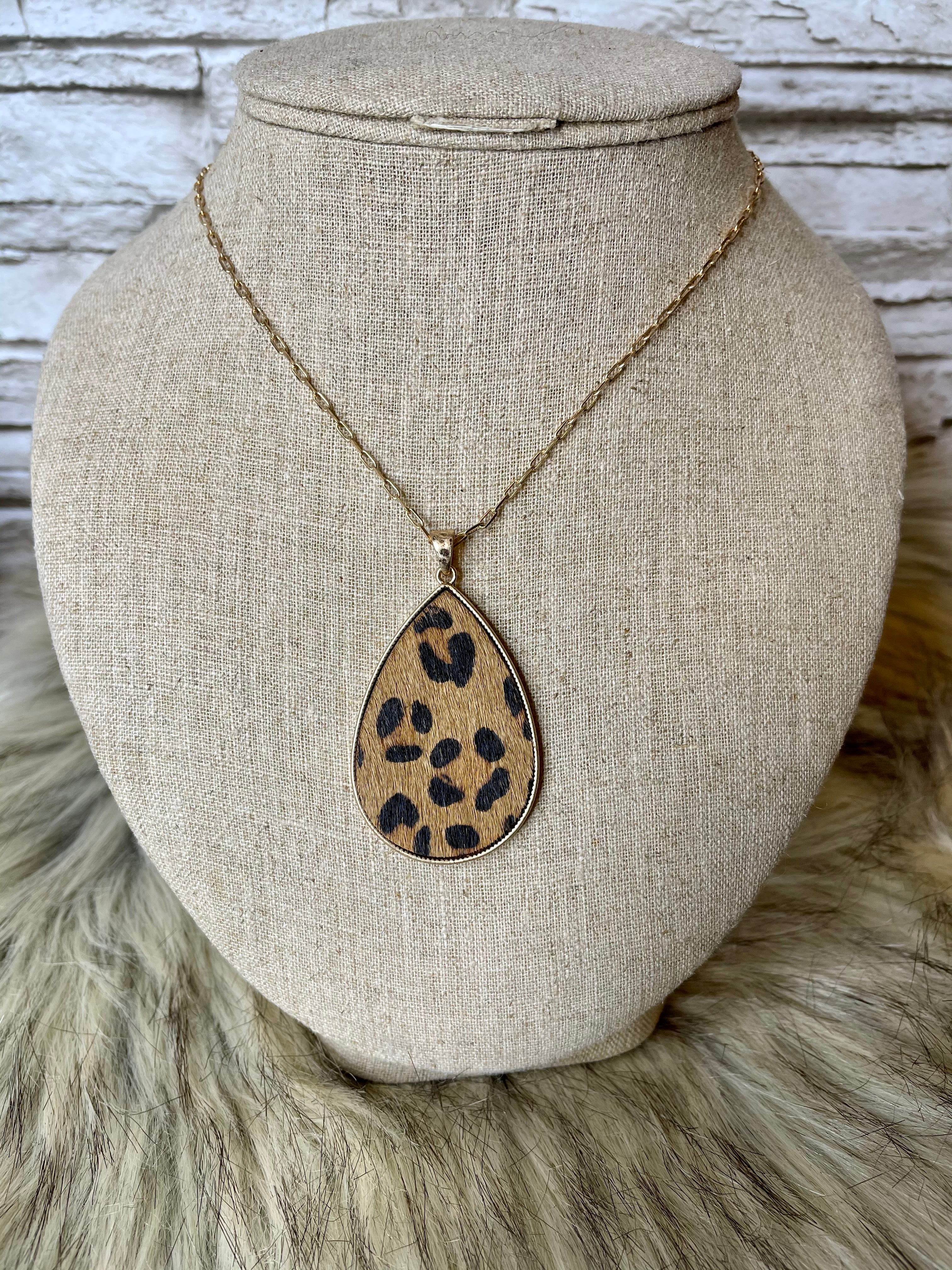 Leopard Teardrop Necklace