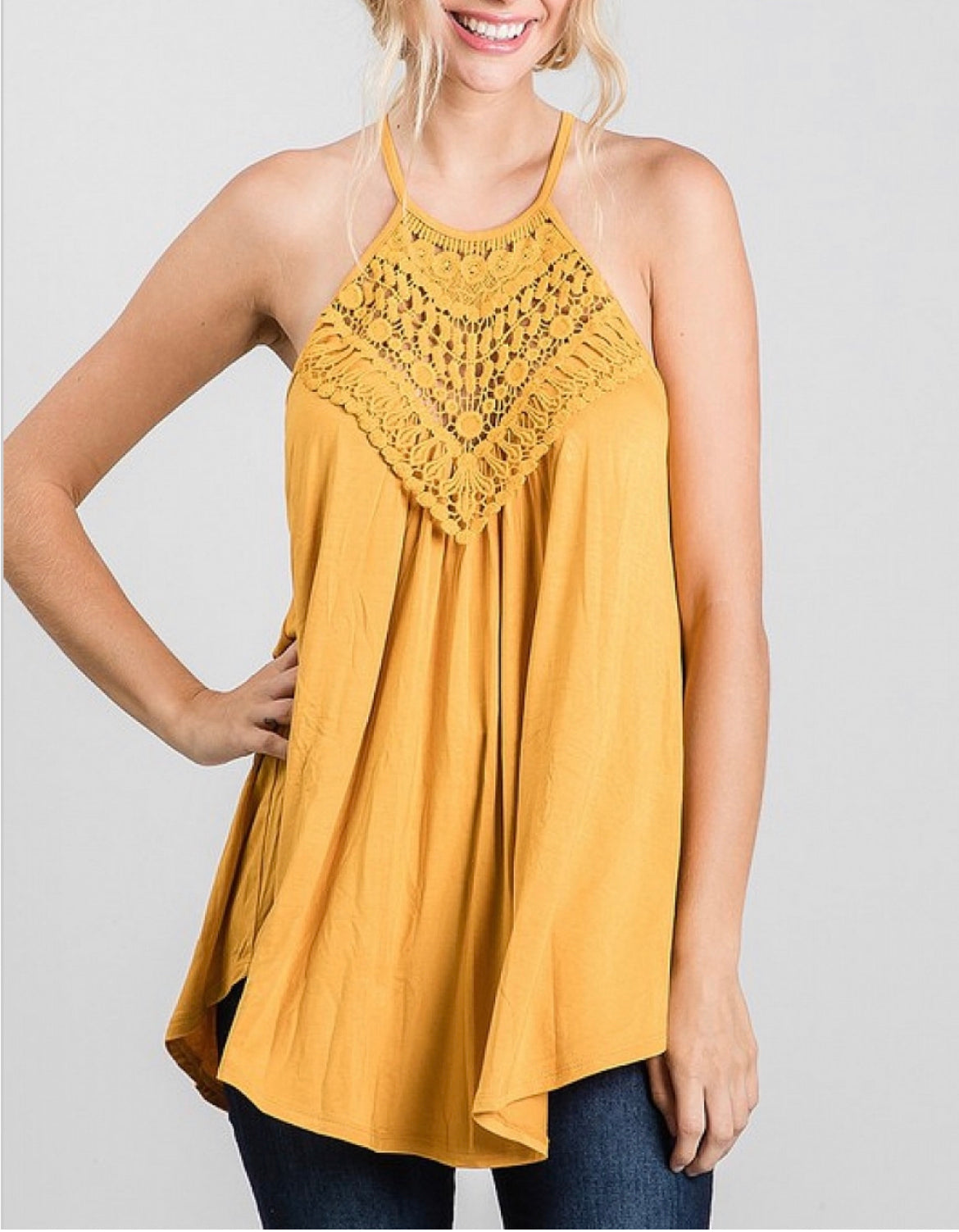 Lacy Maize Sleeveless Top