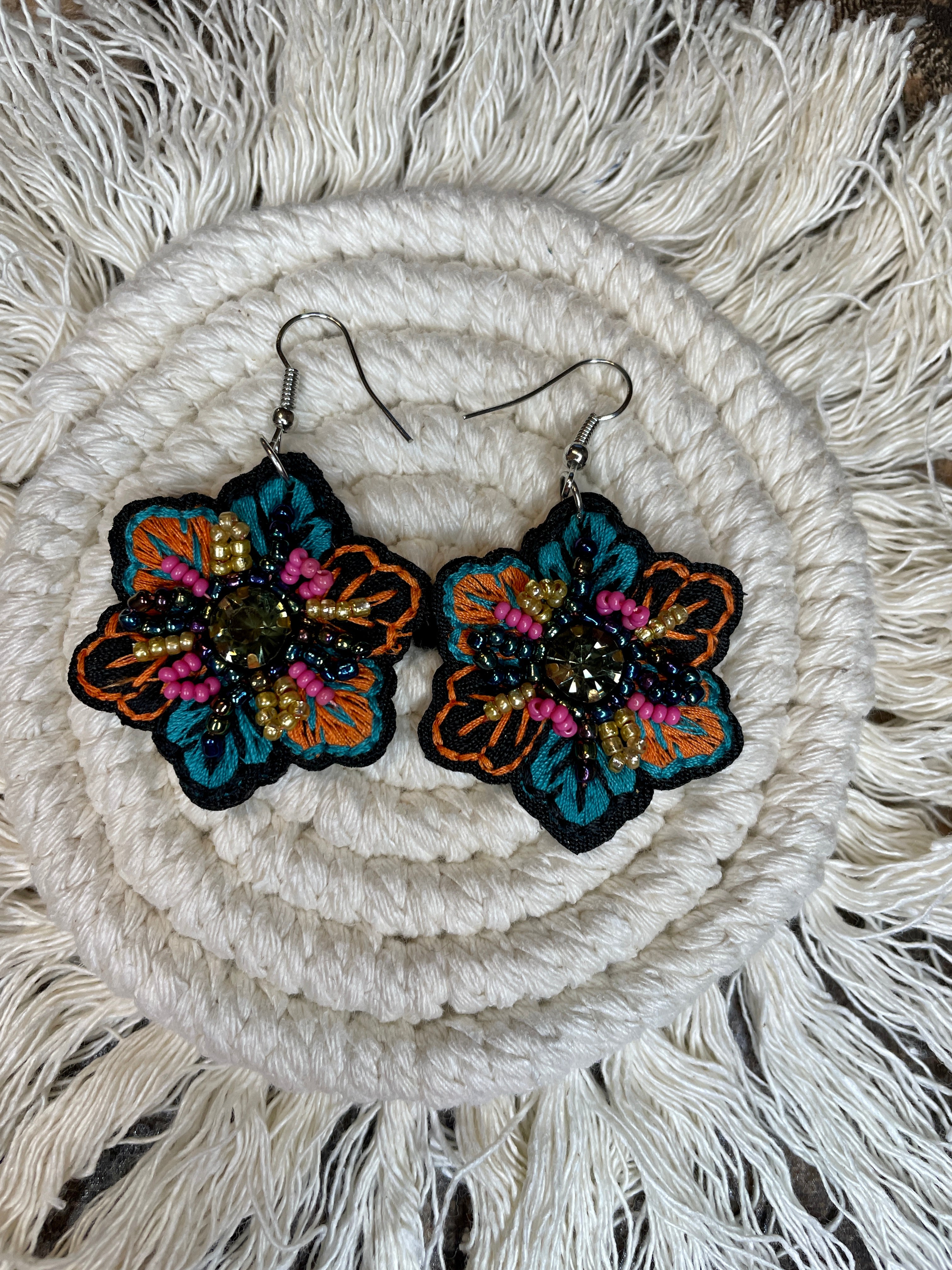 Embroidery Flower Earrings