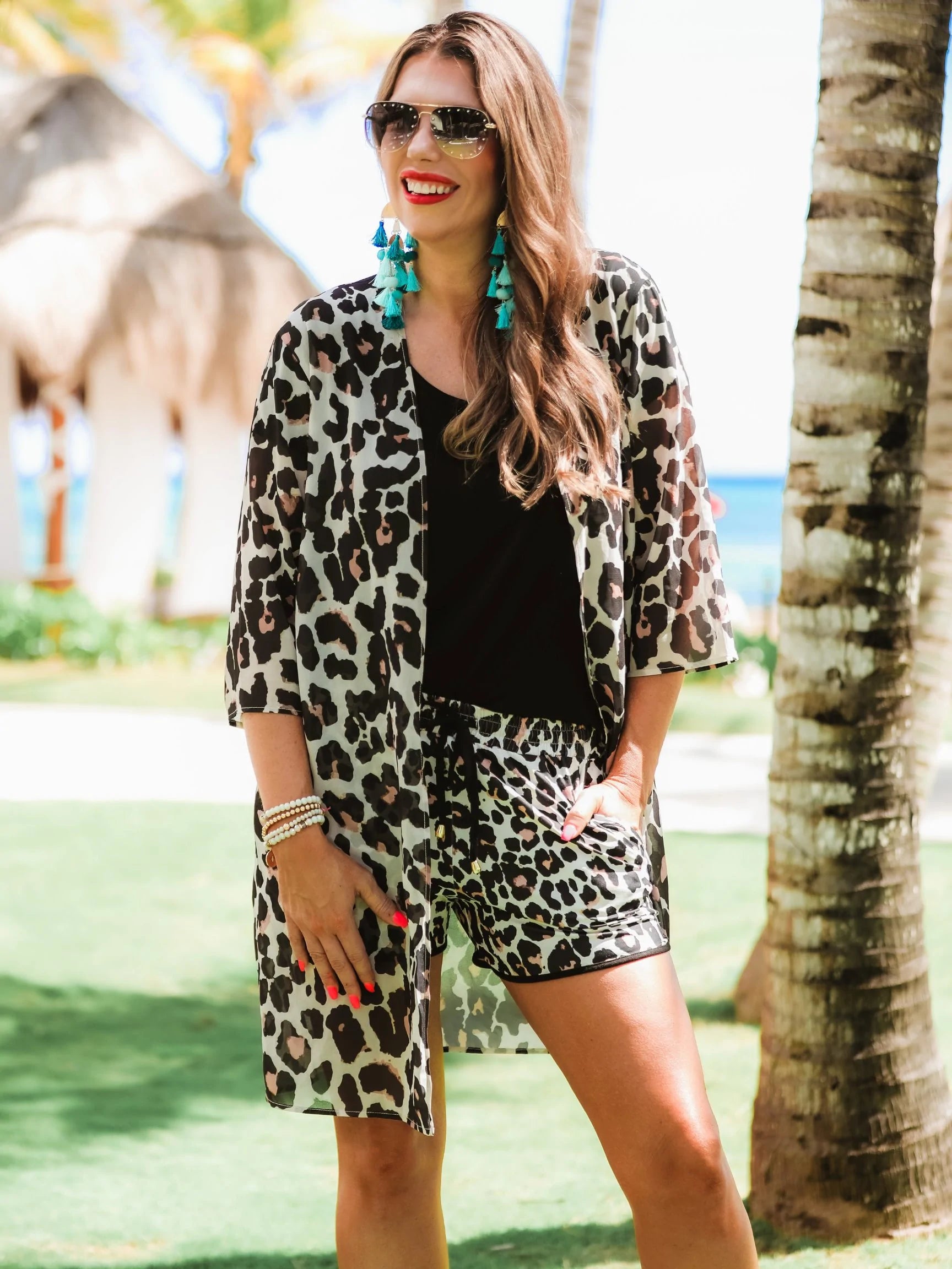 Side Hustle Leopard Kimono