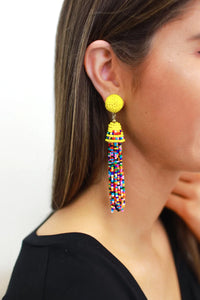 Tropical Tassel Earrings in Yellow