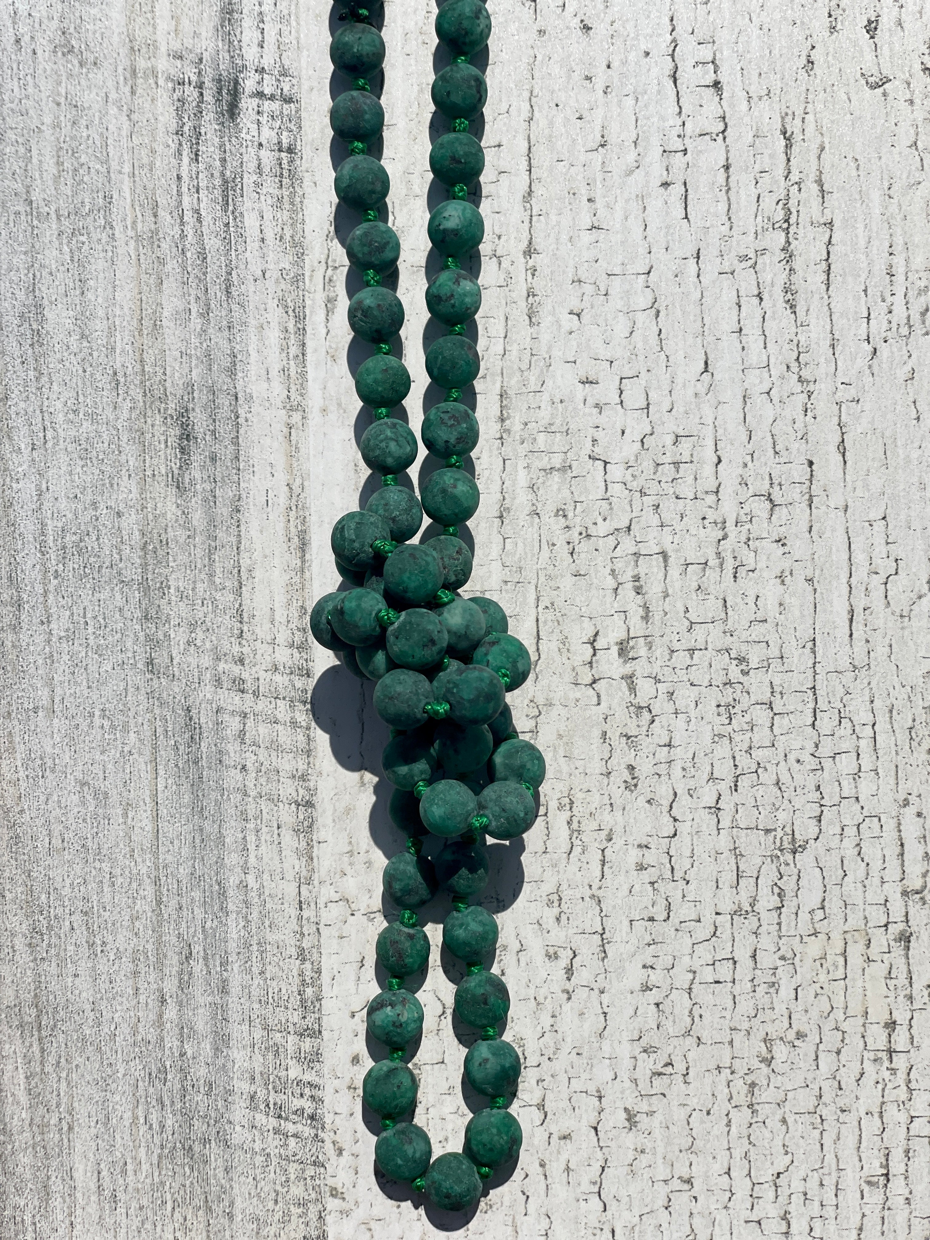 Natural Stone Beaded Necklace - Green Chrysocolla