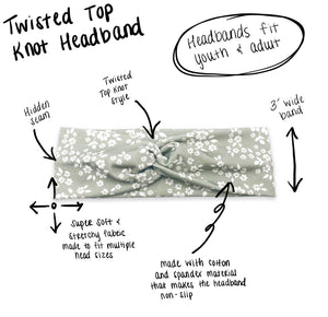 Sage Green Floral Knotted Headband