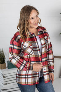 Molly Plaid Shacket - Red and Tan