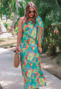 Coastal Vacay Tropical Maxi Dress