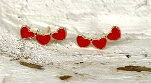 Red Hearts Stud Earrings