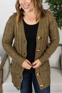 Bethany Button Cardigan in Olive