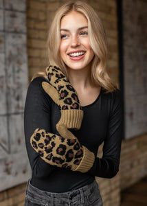 All Over Leopard Mittens