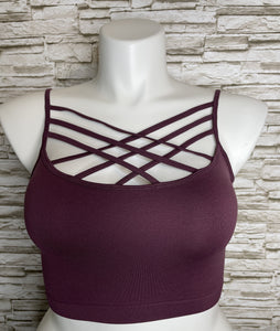 Criss Cross Bralette in Eggplant