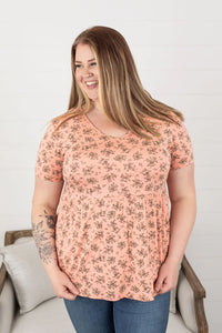 Sarah Ruffle Top - Peach Floral