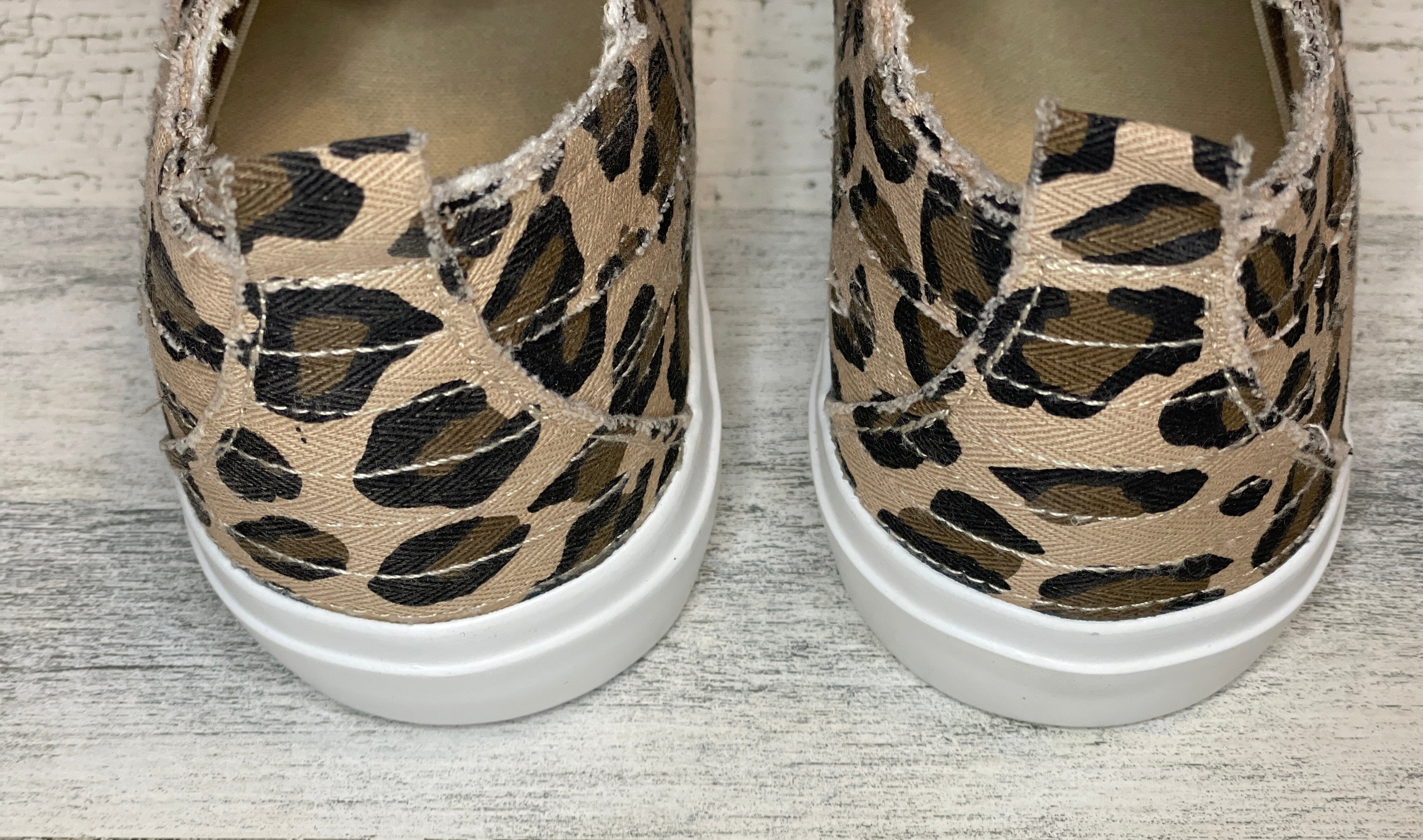 Canvas Leopard Distressed Sneakers