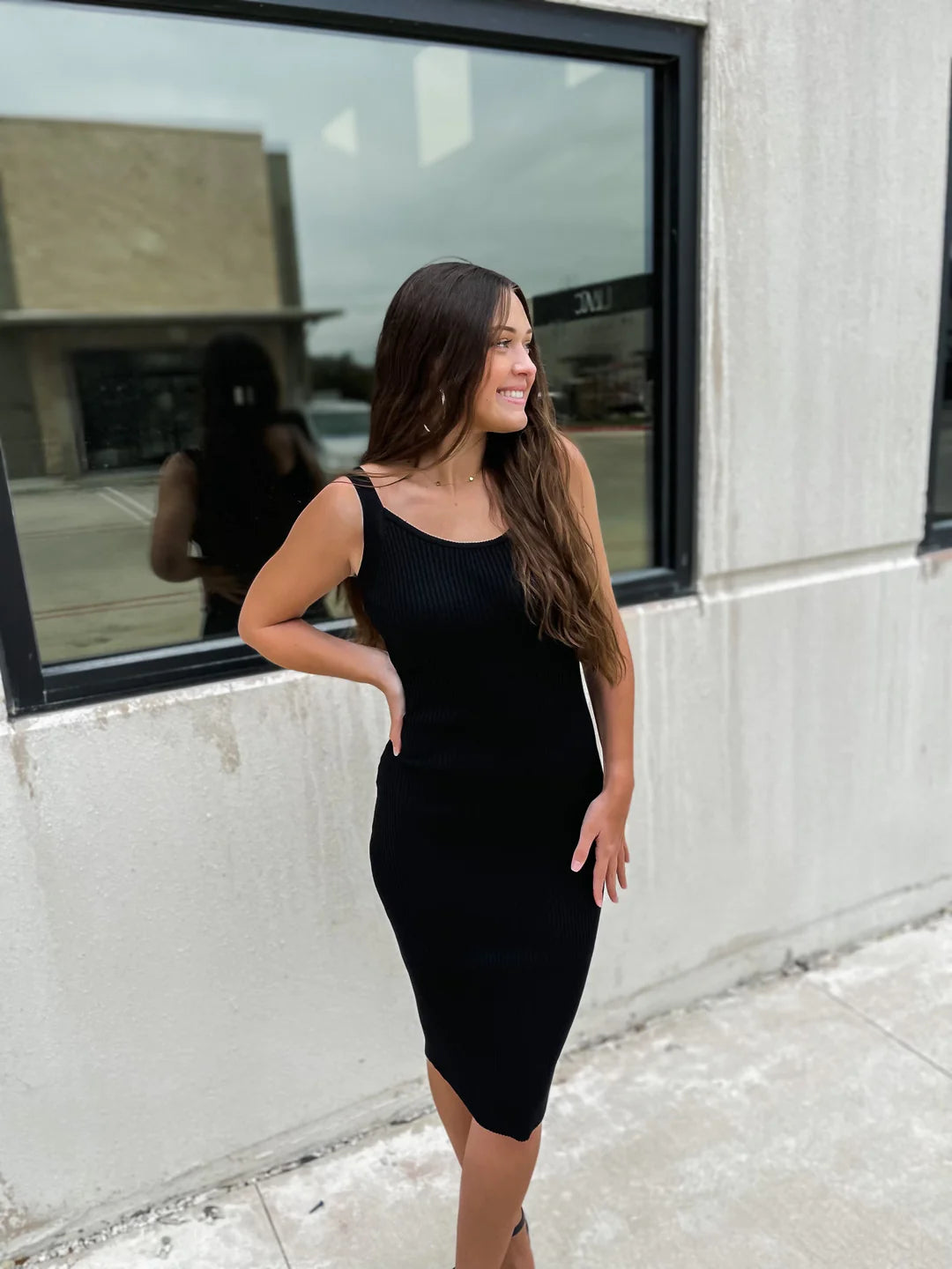 Libby Ribbed Dress in Black