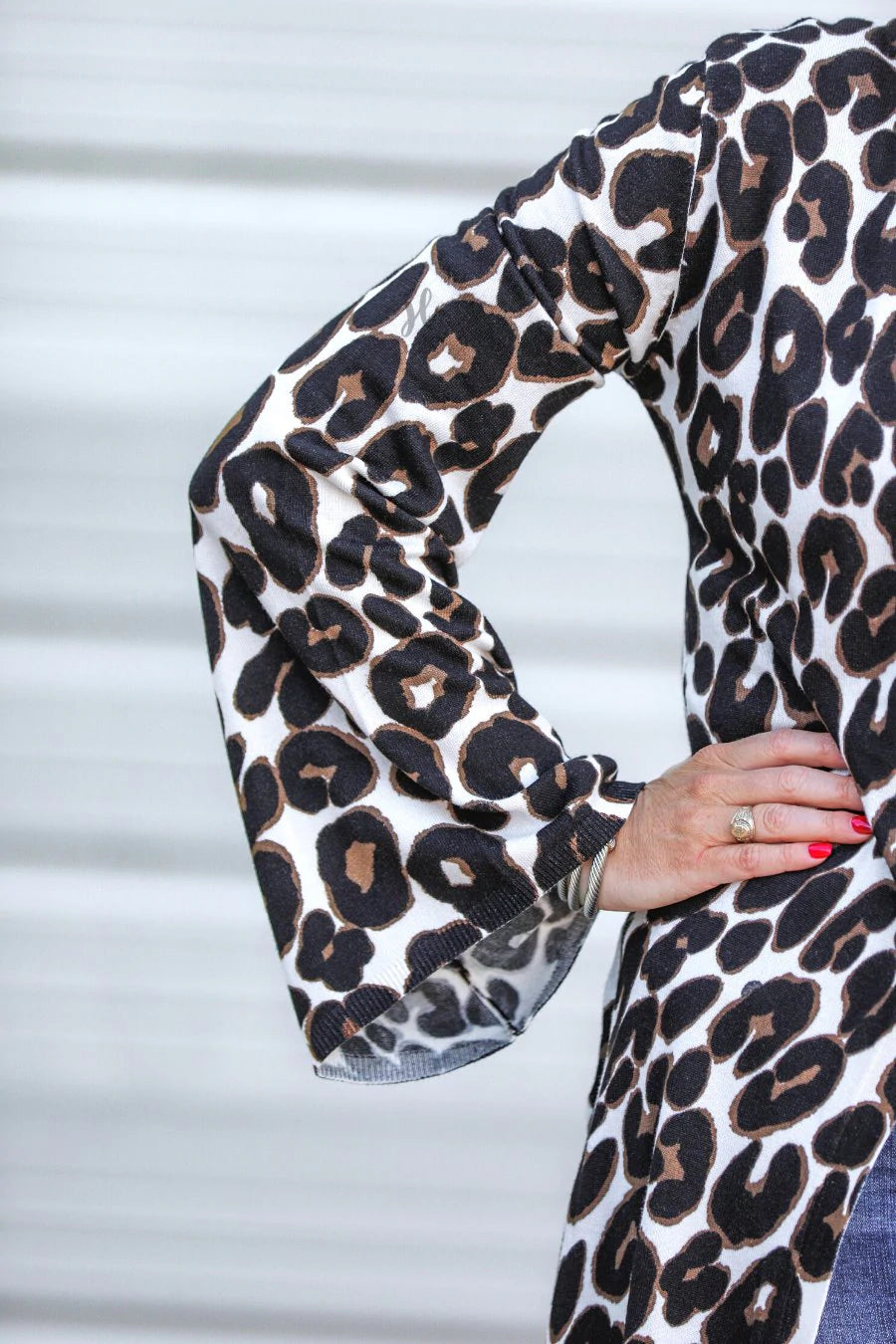 Katie Leopard Print Bell Sleeve Cardigan