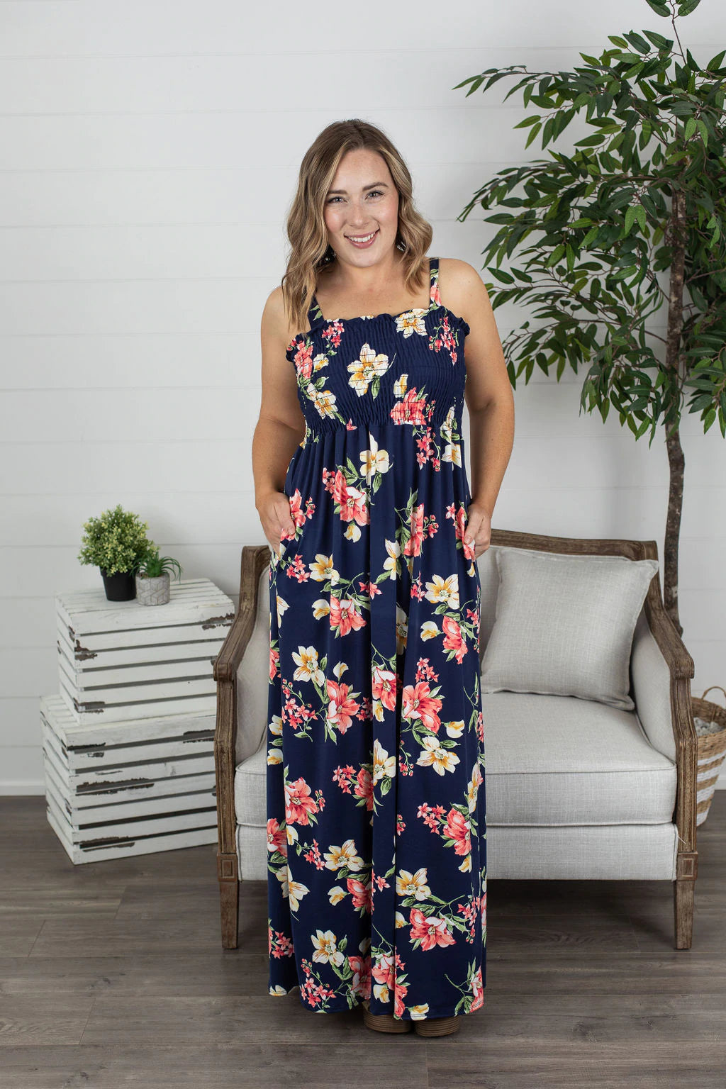 Savannah Maxi Dress in Navy Floral