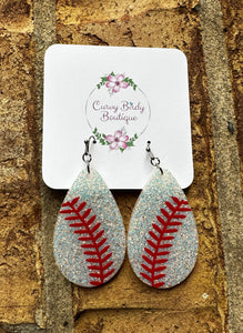 Baseball Glitter Earrings