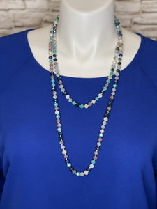 Double Wrap Beaded Necklace in Ocean MIX