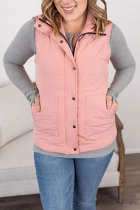 Remy Zip Up Vest - Heathered Pink