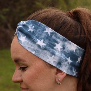 Distressed Navy Stars Headband