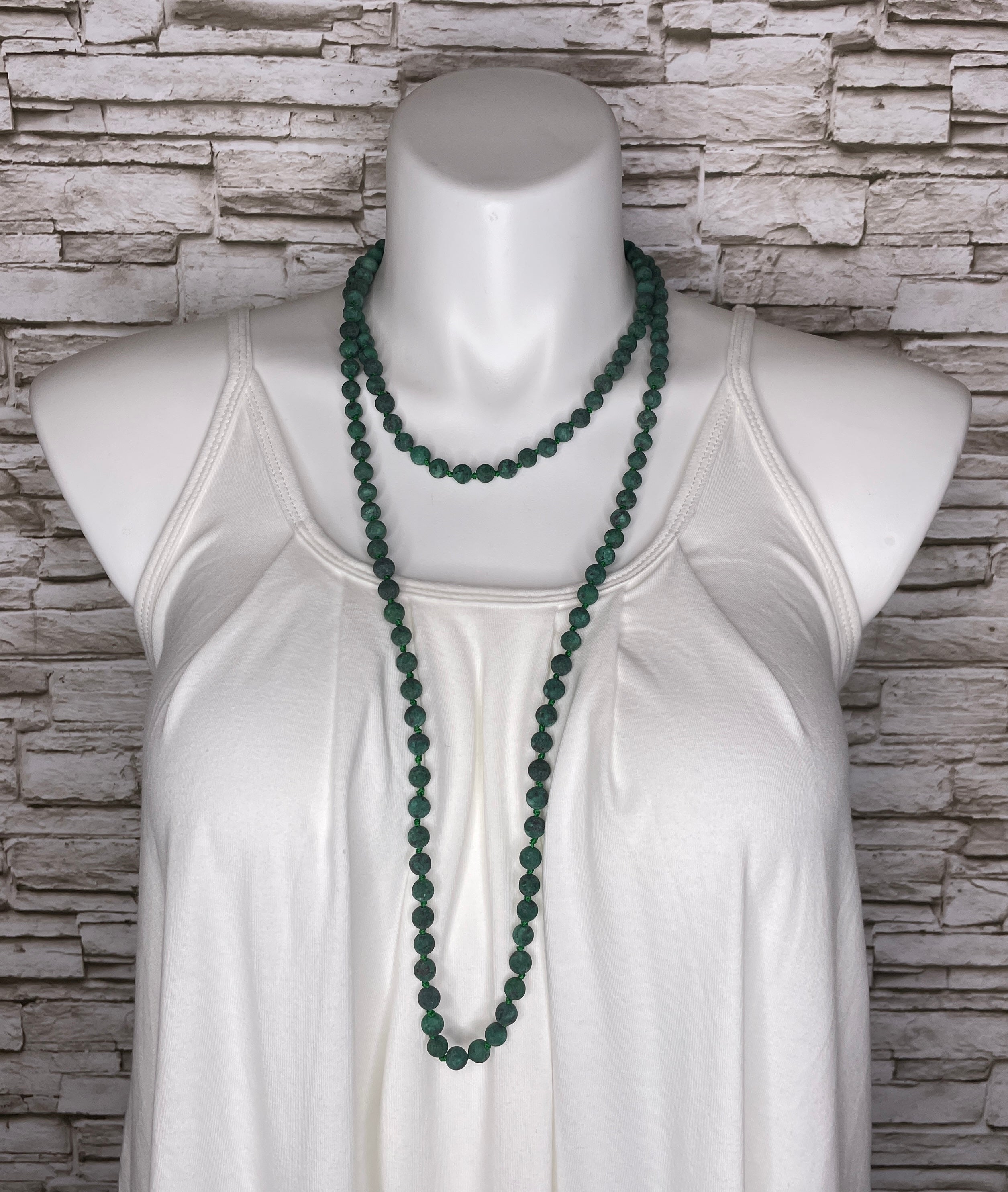 Natural Stone Beaded Necklace - Green Chrysocolla