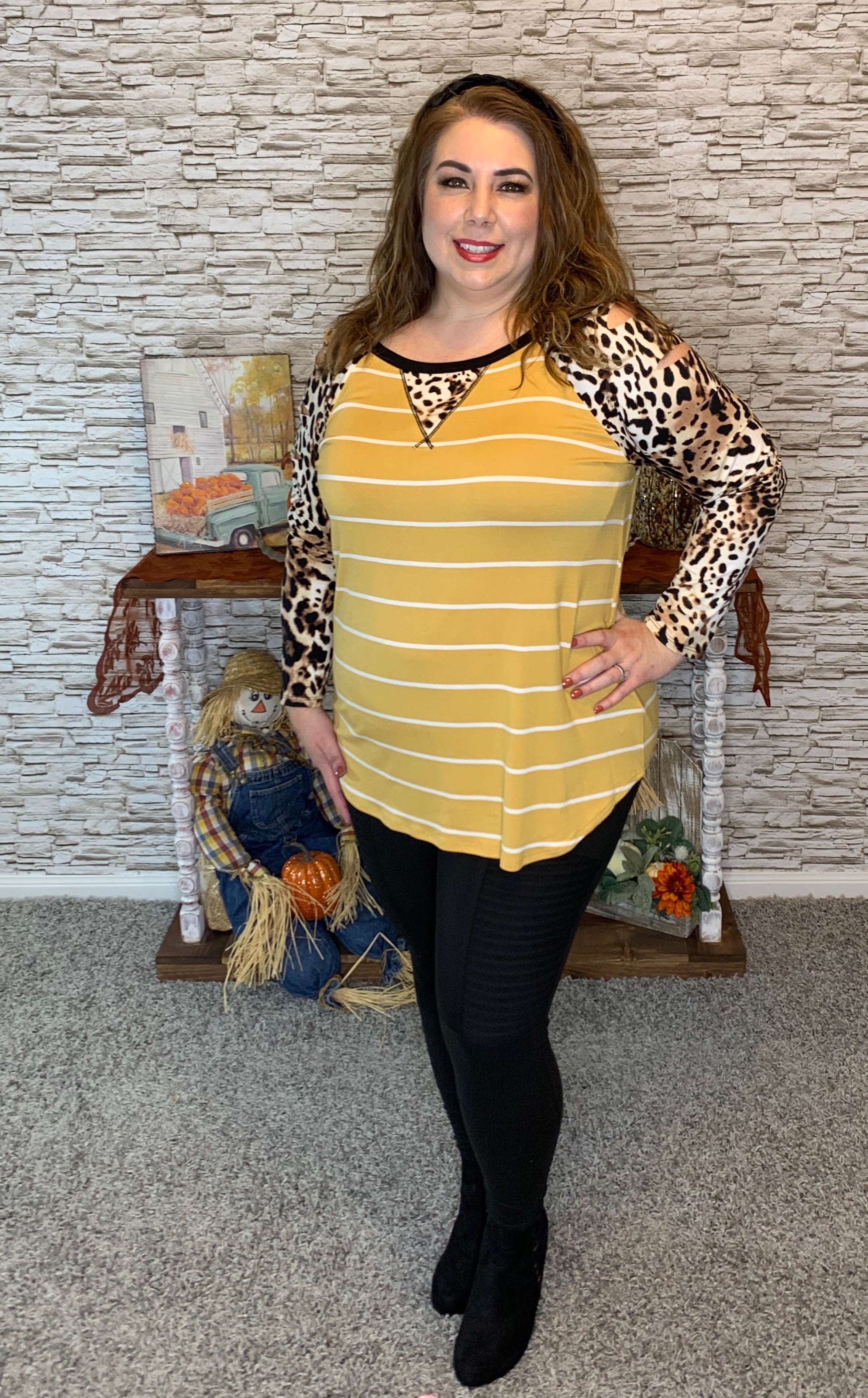 Animal Print Raglan Top