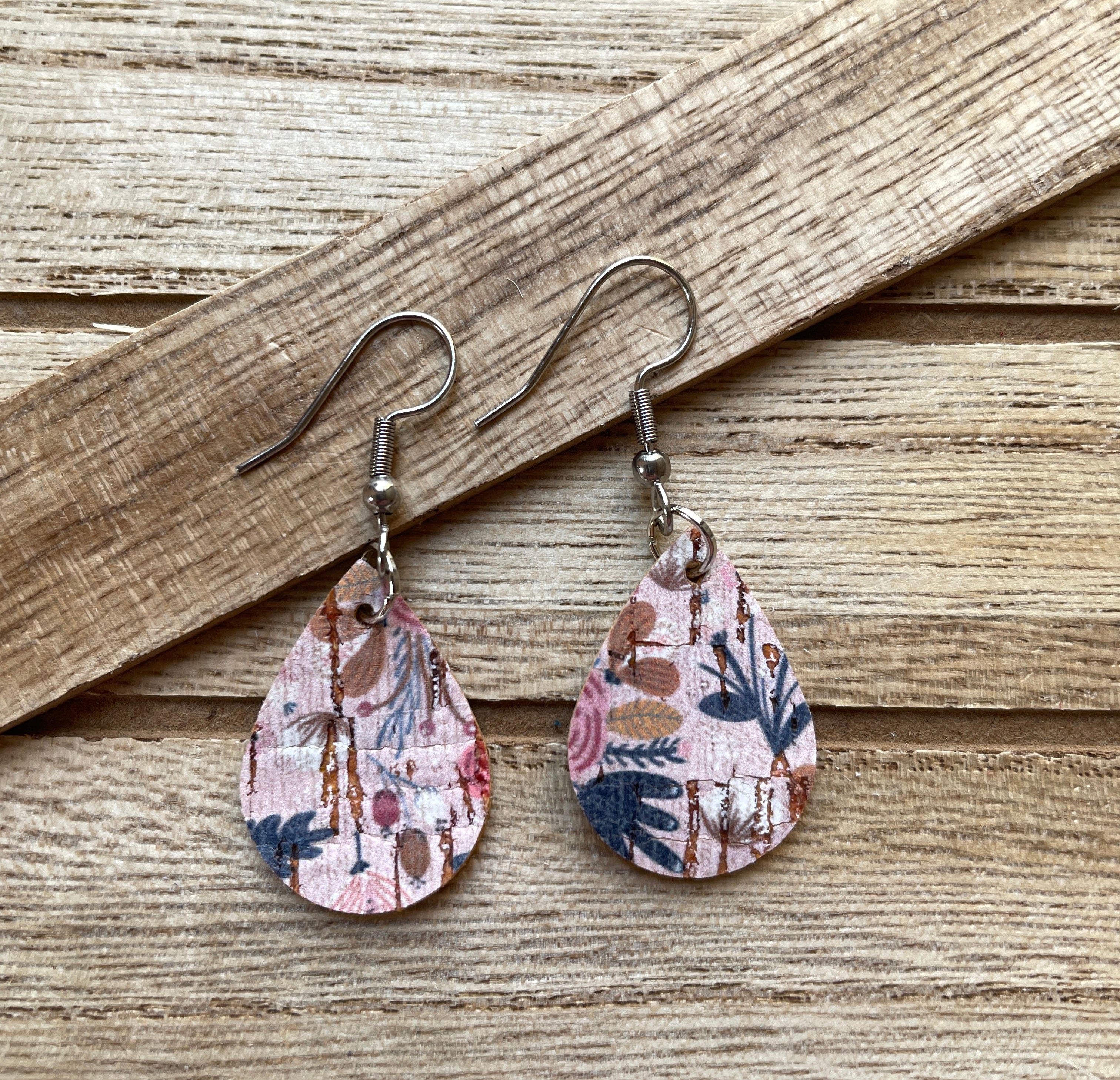 Light Pink Print Leather Earrings
