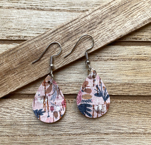 Light Pink Print Leather Earrings