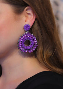 Turn On The Charm Earrings in Purple